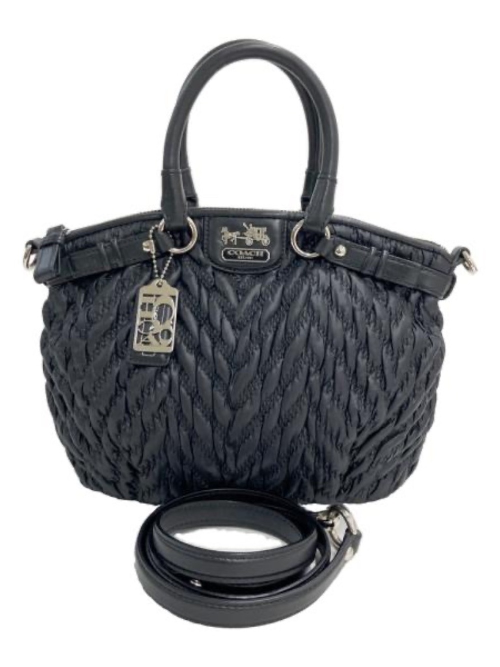 COACH #319 70th Anniversary Gathered nylon/leather Madison.EUC Prelvd sold as is